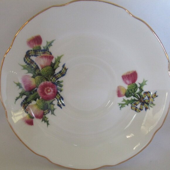 Royal Grafton Thistles and Tartan Tea Cup and Saucer, English Bone China, D1111 - Picture 6 of 8